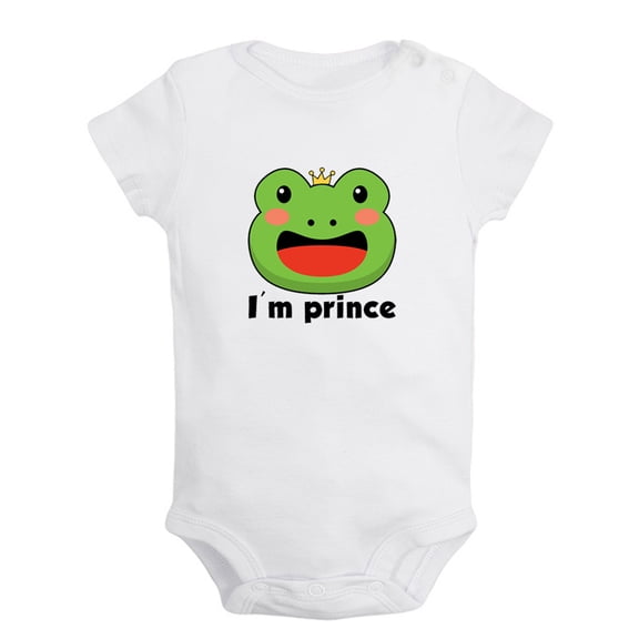 Baby Unisex I'm Prince Funny Rompers Newborn Baby Bodysuits Infant Jumpsuits Kids Cotton Animal Frog Graphic One-Piece Outfits