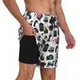 thumbnail image 2 of Kdxio Cool Camera Print Men's Swim Trunks with Compression Liner 7 Inch Inseam Quick Dry Swim Shorts, 2 of 7