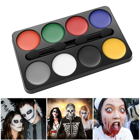 Professional Halloween Makeup Kit 8-Color Costume Horror Makeup Palette Pallet (Red/ Yellow/ Blue/ Green/ White/ Black/ Grey/ Orange)