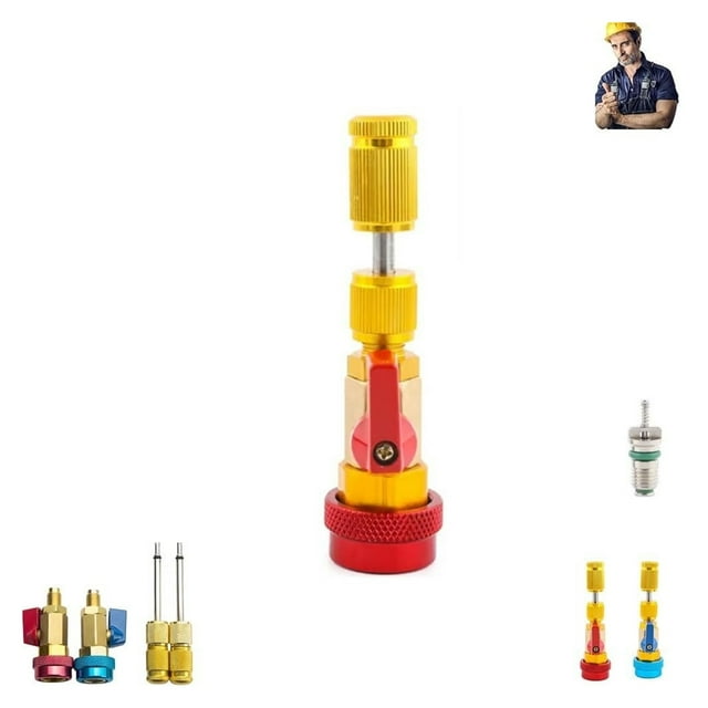 Outil de Retrait de Noyau de Valve A/C, Kit d'Outils de Réparation Rapide Haute Basse Pression, Noyaux de Tige de Valve Système
