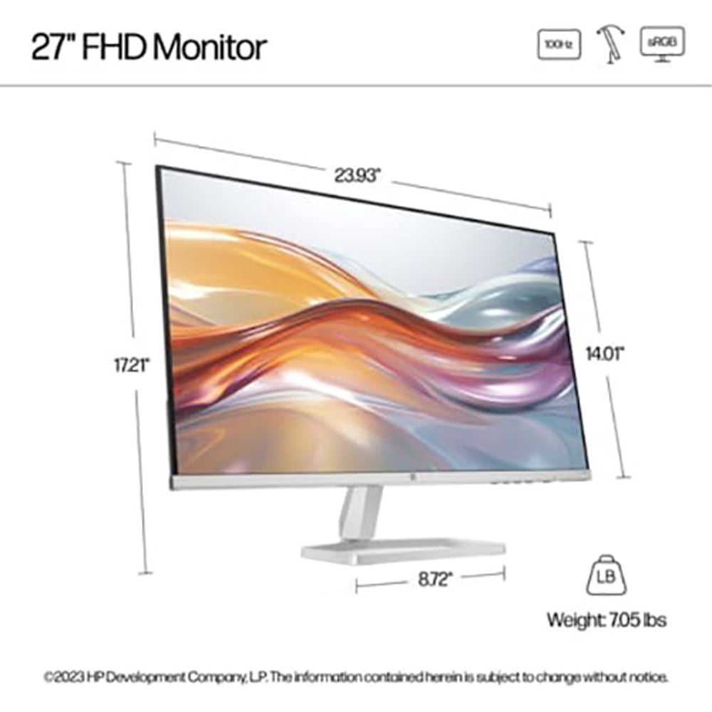 Hewlett Packard 94F44AA 527sf Series 5 27" FHD 100Hz 1500:1 5ms IPS Monitor, Black/Silver (2-Pack)