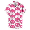 thumbnail image 2 of Mens Halloween Shirt 2025 Pumpkin Printed Short Sleeve Button Down Lapel Tops Casual Fall Comfortable Daily Wear Shirts for Men Pink XXL, 2 of 3