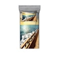 thumbnail image 2 of Nautical Bedding Set with Sheet & Covers, Sailboat in Mediterranean Waves at Sunset Sky Relax Yacht Wind Relax Scenery, Printed Bedroom Decor 2 Shams, 4 Sizes, Cream and Blue, by Ambesonne, 2 of 3