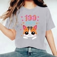 thumbnail image 4 of Camisetas de Cuello de Tripulación de Manga Corta para Mujeres Carta Impresa Camiseta 95% Poliéster 5% Spandex, Manga Corta Cuello Redondo Top Casual para Diario, 4 of 5