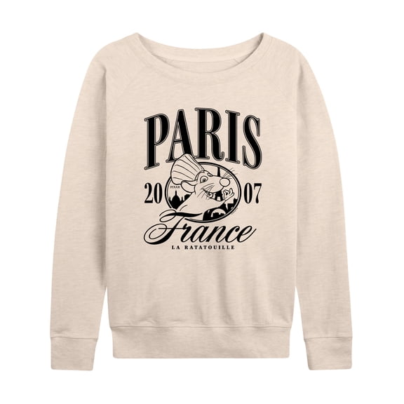 Ratatouille - Paris Collegiate Women's Lightweight French Terry Wide Neck Long Sleeve Graphic Shirt