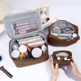thumbnail image 4 of Bolsa de maquillaje MAGEFY de pana con organizador de asa, 3 unidades, color marrón, 4 of 6