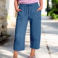thumbnail image 2 of XXWXYD Girls Cotton Linen Capri Pants Toddler Girls Palazz𝗈 Pants Straight Leg Capris Kids Summer Beach Cropped Pants with Pockets 3-14 Years, 2 of 8