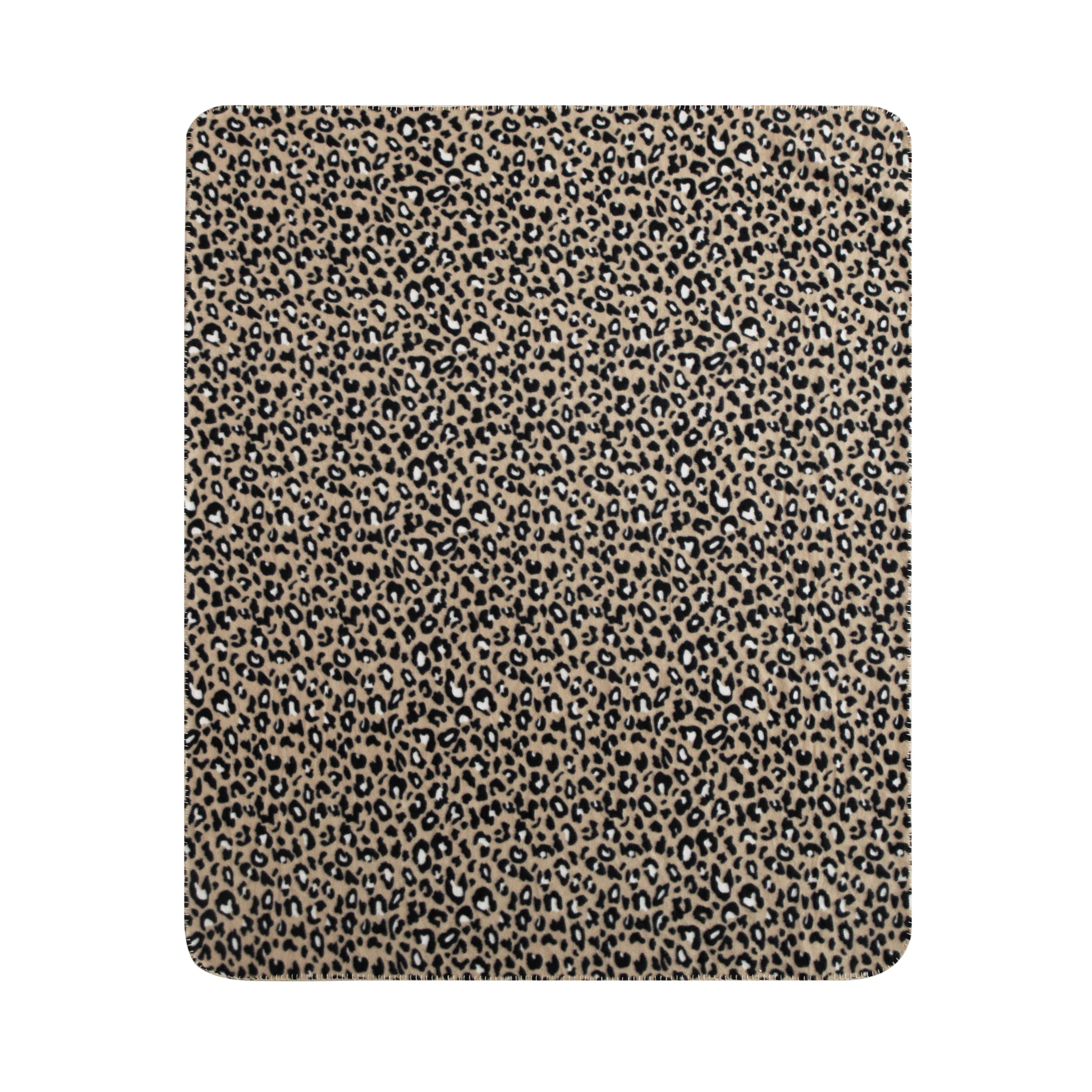 Mainstays Fleece Plush Throw Blanket, 50" x 60" inches, Leopard Polyester, Machine Washable