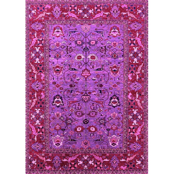 Ahgly Company Indoor Rectangle Oriental Pink Industrial Area Rugs, 2' x 5'