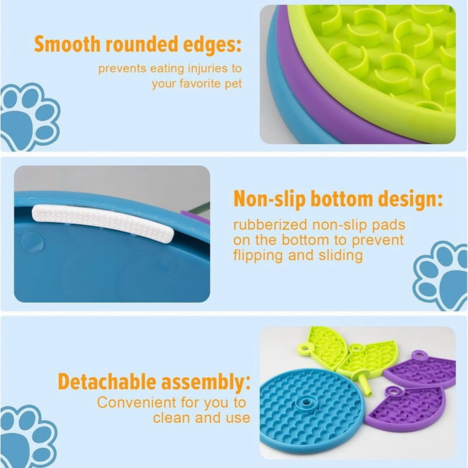2X Slow Feeder Dog Bowl 3 Levels, Reduces Boredom and Anxiety Dog Food Puzzle Feeder, Non-Slip Interactive Dog Feeder