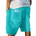 thumbnail image 4 of Domuza Shorts for Men Casual Comfy Stretch Waist Drawstring Corduroy Shorts Trendy Breathable Lightweight Beach Shorts with Pockets Sky Blue XXL, 4 of 5