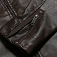 thumbnail image 3 of TIHLMK Men's Leather Jacket Vintage Stand Collar Men's Leather Plus Fleece Jacket, Motorcycle Jacket, Warm Leather Jacket Coffee, 3 of 7