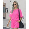 thumbnail image 3 of Ekouaer Two Piece Sets for Women Summer 2026 Lounge Sets Matching Outfits | Short Sleeve Ribbed Summer Sets 2 Piece Vacation Outfits Beach Short Sets Cruise Outfits Airport Travel Clothing with Pocke, 3 of 5