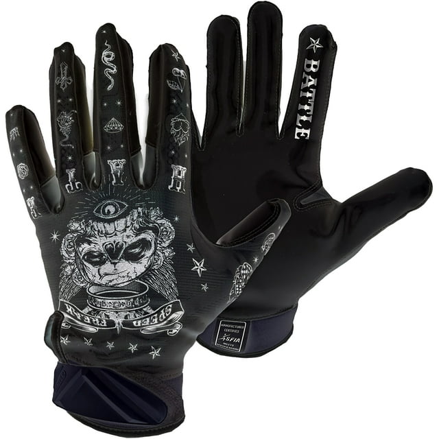 Battle Sports Gants de Récepteur de Football Cagoulés Speed Freak pour Jeunes - TG - Noir