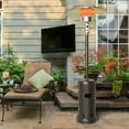 thumbnail image 1 of Gymax Chauffage de Patio Extérieur au Propane Debout en Acier au Gaz LP avec Table et Roues Bronze, 1 of 10