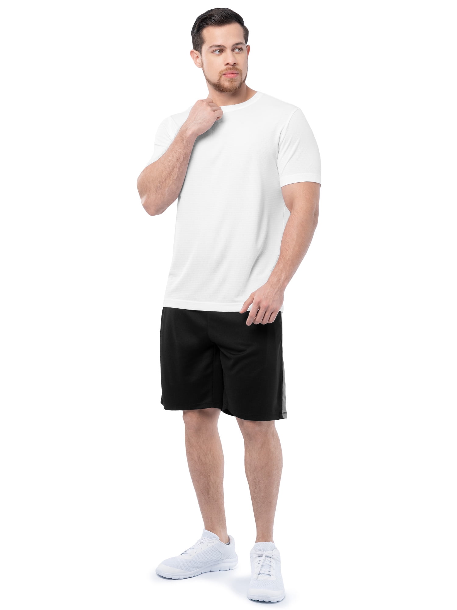 Athletic Works Men's and Big Men's Core Linear Mesh Active Short Sleeve Tee, Sizes S-3XL
