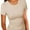 khaki, variant on Women's Crew Neck Ribbed Fitted Shirt, Basic Short Sleeves Slim Fit Tops Summer T Shirt