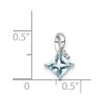 thumbnail image 5 of 925 Sterling Silver Rhodium Plated Diamond and Aquamarine Square Shaped Pendant, 5 of 5