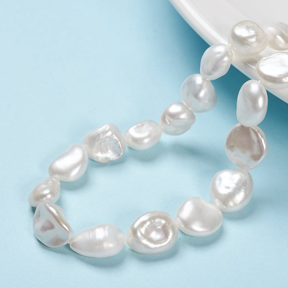 Natural Baroque Pearl Keshi Pearl Beads Strands Cultured Freshwater Pearl White 11~19x9~14x5~8mm Hole: 0.2mm 35pcs/strand 15.5 inch