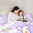thumbnail image 4 of Castle Fairy Rainbow Letter J Queen Comforter Set 3pcs for Kids,Love Heart Print Bedding Comforter Set, 4 of 6