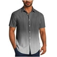 thumbnail image 2 of COSFO Collared Mens Short Sleeve Button Down Shirts Gradient Casual Tops Striped Regular Men's Shirts, 2 of 6