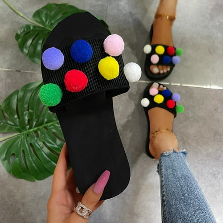 

Tangnade Womens Slippers Summer Fashion Wear Large Size Candy Color One-Word Sandals And Slippers