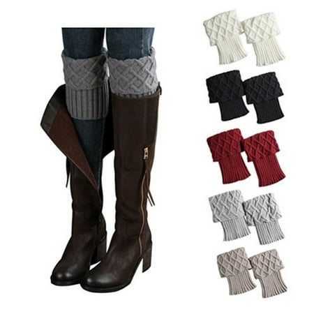 

Women Boot Knit Cuffs Short Crochet Leg Warmers Variety of Styles Winter Warm Cuff Socks 5 Pairs by Duslogis