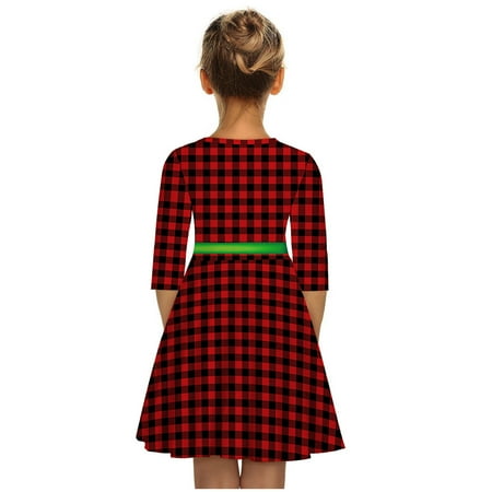 

QWERTYU Infant Baby Toddler Child Children Kids Fall Winter Dresses Dress Long Sleeve Christmas Sundress for Girl 7Y-12Y M