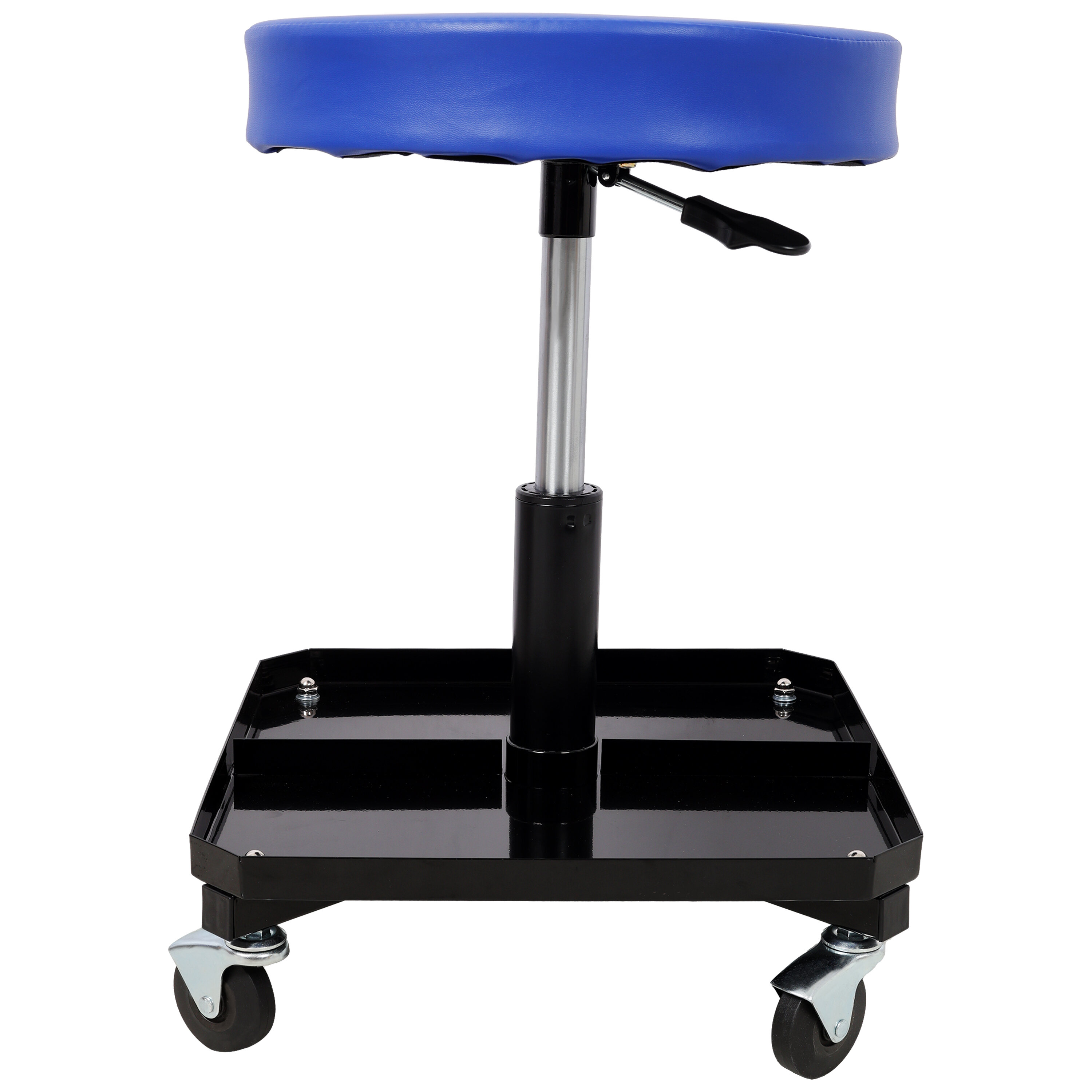 , 250 LBS Rolling Pneumatic Creeper Garage,Adjustable Mechanic Stool with Tool Tray Storage, Black+Blue ,Steel ,