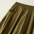 thumbnail image 5 of WREESH Womens Cotton Linen Pants Solid Elastic Embroidered Capris Pants Khaki, 5 of 6