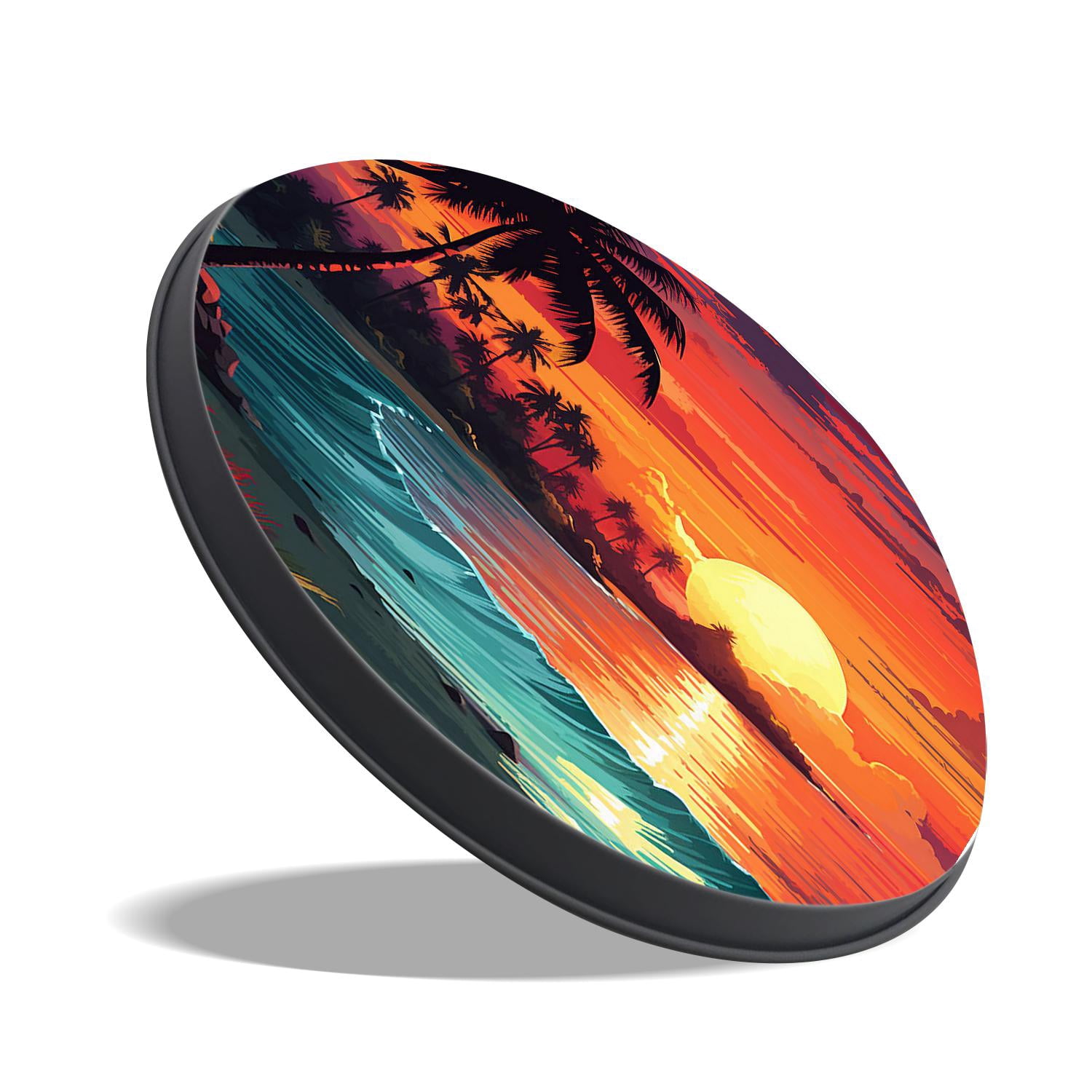 Round Stove Burner Covers 4 Pcs,Orange Sunset View Seashore Beach Palms Tree Lovely Round Electric Stove Burner Covers 8Inch And 10Inch