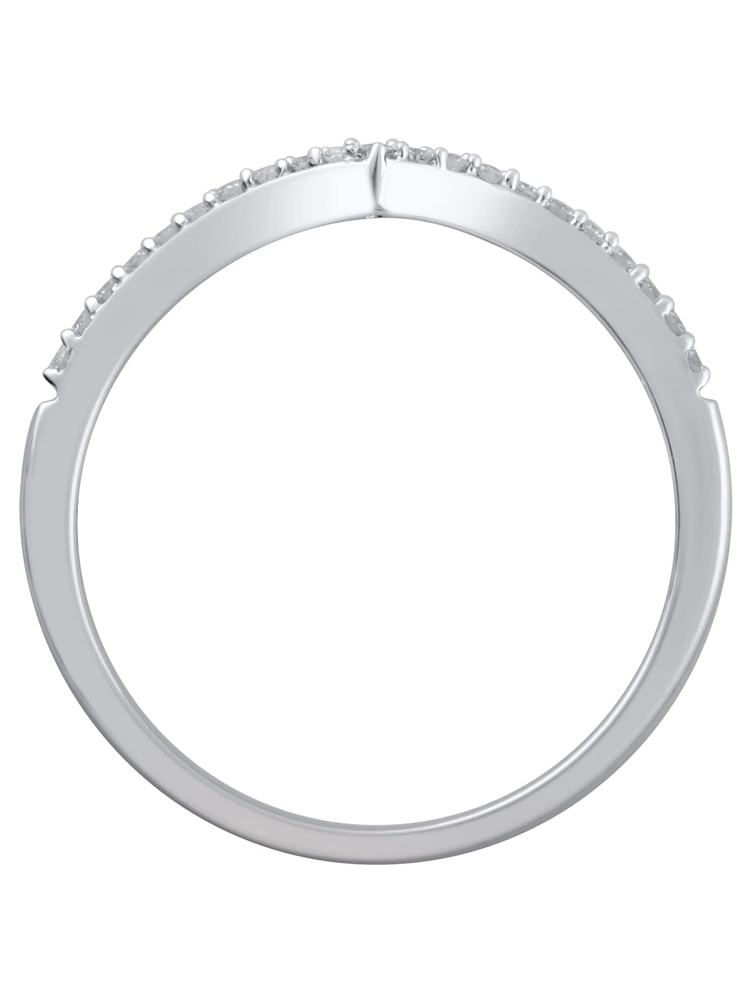1/10 Carat T.W. (I2 clarity, H-I color) Brilliance Fine Jewelry Diamond Contour Wedding Band in 10kt White Gold, Size 7