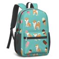 thumbnail image 2 of Shiba Inu and Ice Cream Blue Pattern 17" School Backpacks for Teens,Waterproof Oxford Fabric,S-Shape Padded Straps for School,Travel,Hiking,Camping, 2 of 6