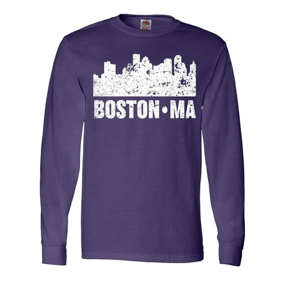 Inktastic Boston Massachusetts City Skyline with Grunge Long Sleeve T-Shirt