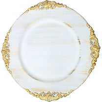 Simply Elegant Filigree Edge Plastic Charger Plate | Service Plate for Parties, Dinner, Weddings, Quinceaneras and Events | 13 inch Diameter | White | Set of 12