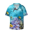 thumbnail image 2 of Lafuoo Corals and Tropical Fish Pattern Men's Cuban Collar Short Sleeve Shirt, Button-Down Resort Beach Pocket Shirt-Medium, 2 of 7