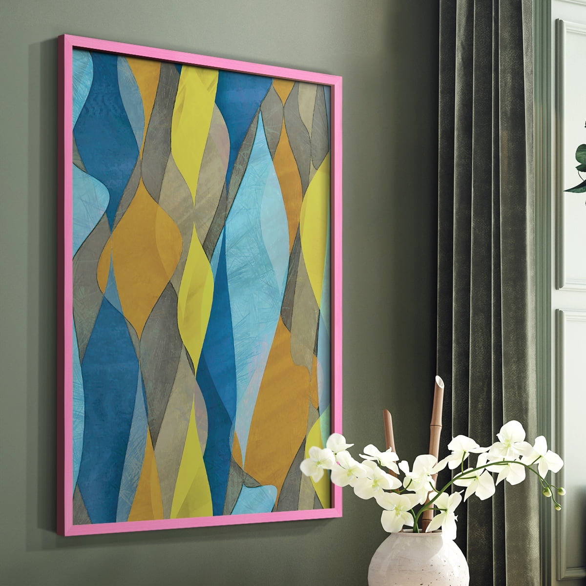 Colorful Cascade I Framed Print in Pink Solid Wood Framed Print No Nail Hanging