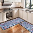 thumbnail image 3 of Kitchen Rugs Sets Of 2,Blue Paisley and Floral Pattern Anti Fatigue Kitchen Mat Rugs Non Slip Washable,Decorative Kitchen Floor Mats for Kitchen,Sink,Laundry,17"x47"+17"x47", 3 of 5