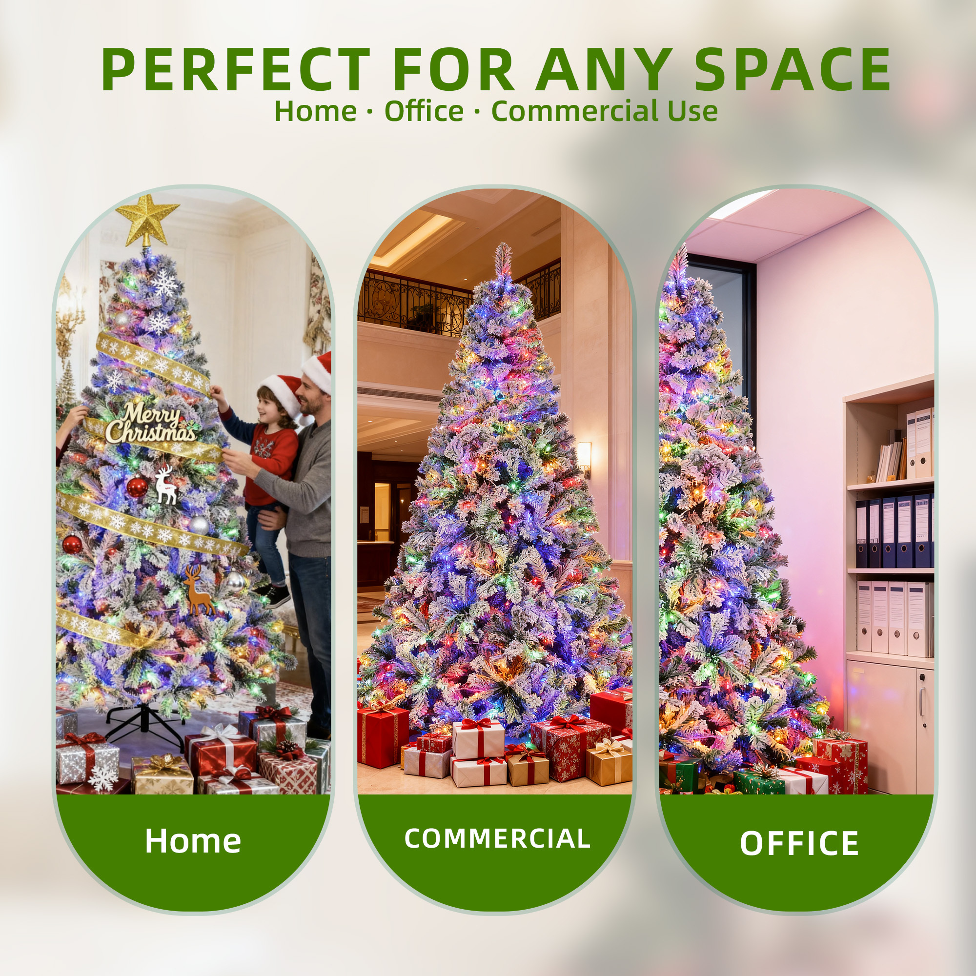 Furnibear 6ft Pre-Lit Flocked Christmas Tree, 1000 Tips with 250 Color Changing Lights & Auto Fluff