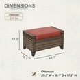 thumbnail image 3 of COOS BAY 2 PCS Brown Wicker Ottoman Outdoor PE Rattan Footrest with Removable Red Cushions, 3 of 9
