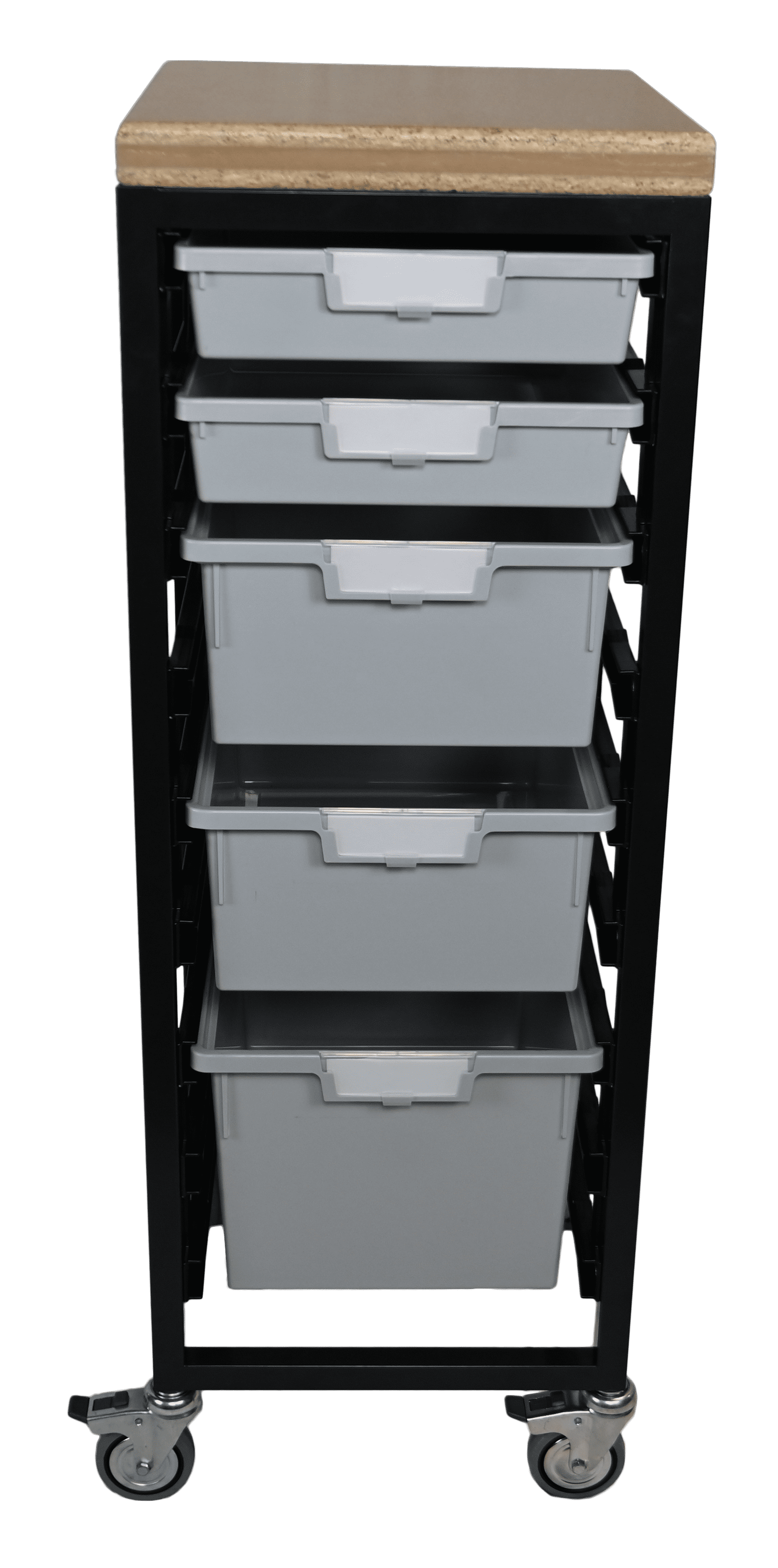 Mobile Workbench Storage Station w/Wood Top 5 StorSystem TraysGray