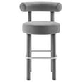 thumbnail image 6 of Bar Stool Chair Barstool, Set of 2, Grey Gray, Velvet, Pub Cafe Bistro Dining Kitchen Hospitality Restaurant, Modern Contemporary Boutique HB36137, 6 of 11