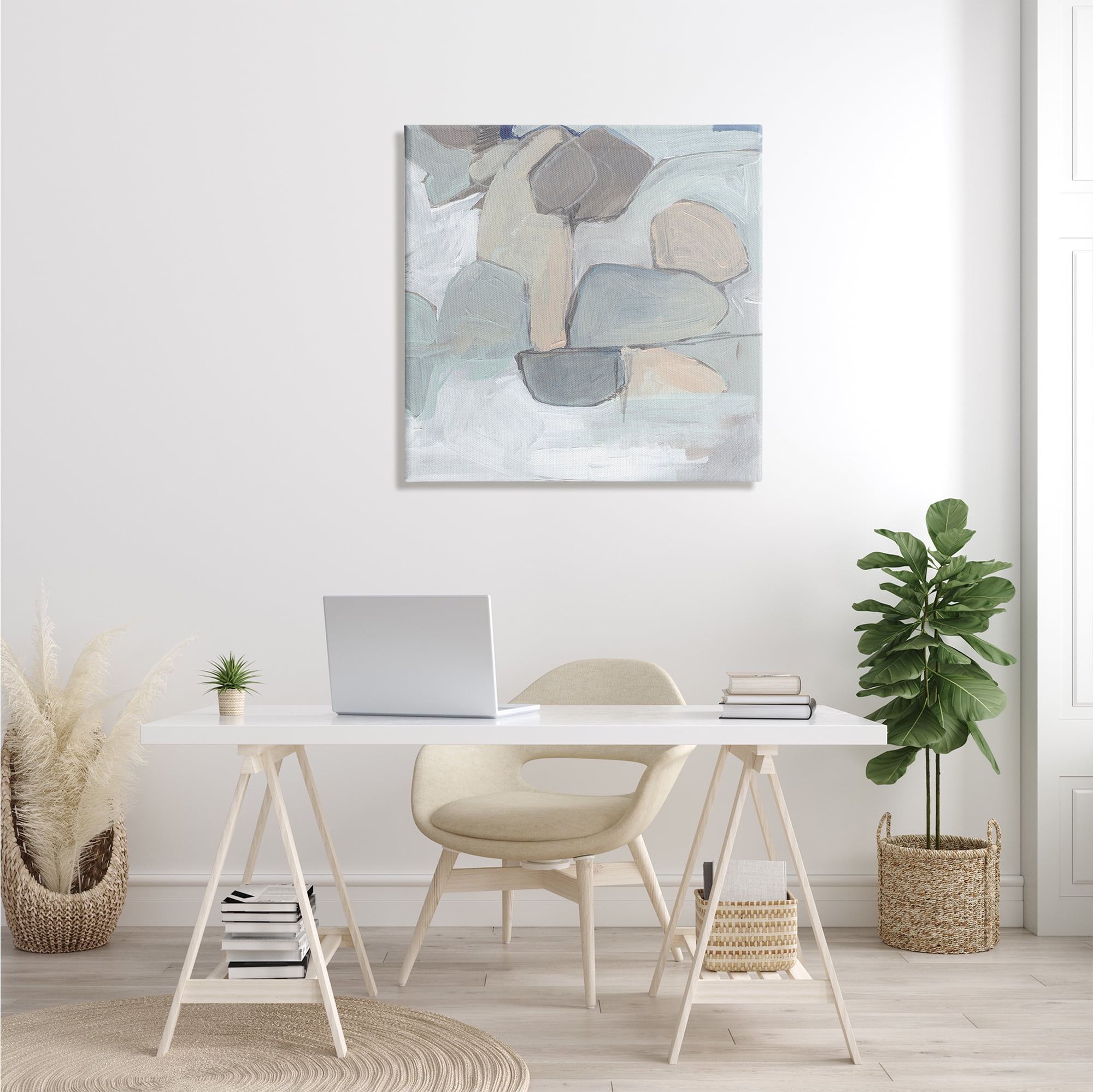 Stupell Industries Abstract Neutral Geometric Shapes Round Rock Landscape, 30 x 30, Designed by Jennifer Paxton Parker