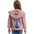 thumbnail image 3 of renvena Little Girls Winter Fleece Coats Faux Fur Hooded Jacket Long Sleeve Cartoon Owl Warm Cardigan Overcoat Pink 8, 3 of 7