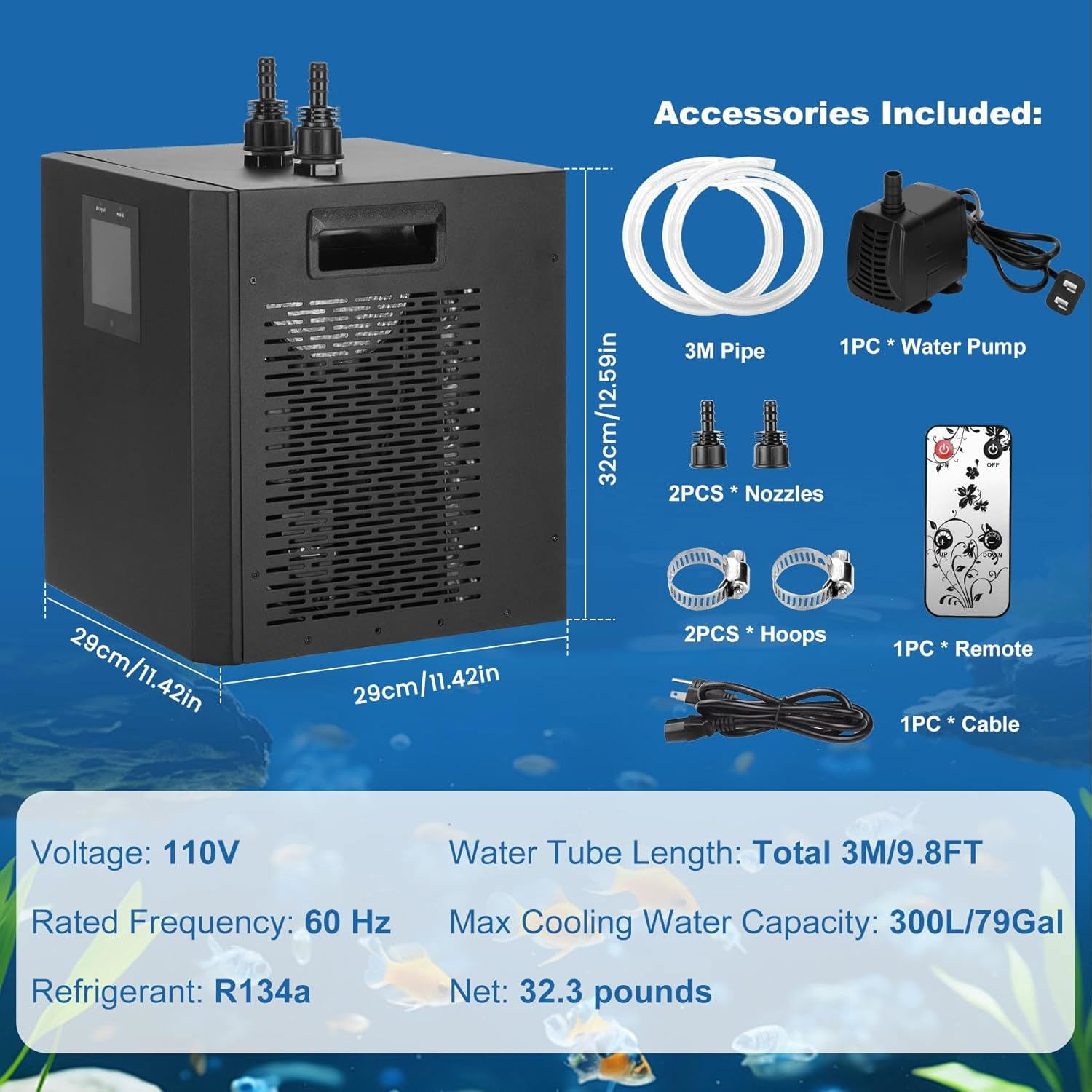 Joreek Ice Bath Chiller for Cold Plunge,1/3 HP Water Aquarium Chiller with Household Submersible Water Pump,Insulation Pipe, Ideal for Cold Bath Plunge Tub