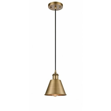 516-1P-BB-M8-Innovations Lighting-Smithfield - 1 Light Cord Hung Mini Pendant In Industrial Style-7.5 Inches Tall and 7 Inches Wide-Brushed Brass