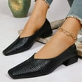 thumbnail image 6 of Black Women'S Loafers Woven Synthetic Leather Square Toe With Soft Sole And Low Heel Slip On Design Casual Comfortable Flats For Everyday Wear Size 42, 6 of 9