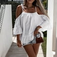 thumbnail image 2 of Cathalem Tank Tops for Women Built In Bra Halter Neck Crop Tops,White L, 2 of 5