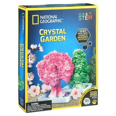 NATIONAL GEOGRAPHIC Crystal Growing Garden – Grow Two Crystal Trees in Just 6 Hours with this Crystal Growing Kit for Kids, Includes Geode, Learning Guide, and More, Great Gift for Boys and Girls
