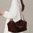 thumbnail image 2 of Suede Cow Leather Hobo Bag, Soft Slouch Shoulder Handbag, 13.78x5.91x7.87inch, 2 of 7
